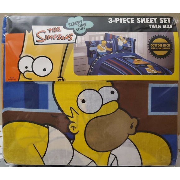 RARE The Simpsons 3 Pc Sheet Set Twin Size Sleepy Time Stuff New in Package 2007